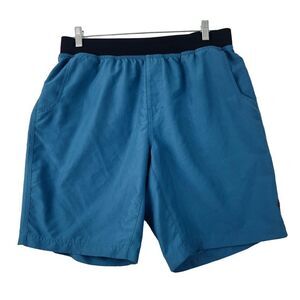 PRANA‎ Mens Black Elastic Waist Unlined Blue Short Size XL Inseam 10"